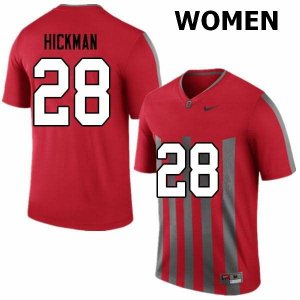 NCAA Ohio State Buckeyes Women's #28 Ronnie Hickman Throwback Nike Football College Jersey ERP0545MQ